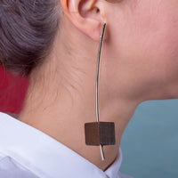 Line Asymmetric Wood Earrings - Darling Spring