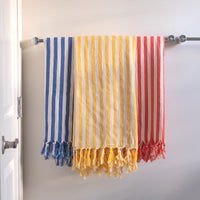 Darling Spring-Coral Stripe Turkish Towel -Hanging -Red and White stripes