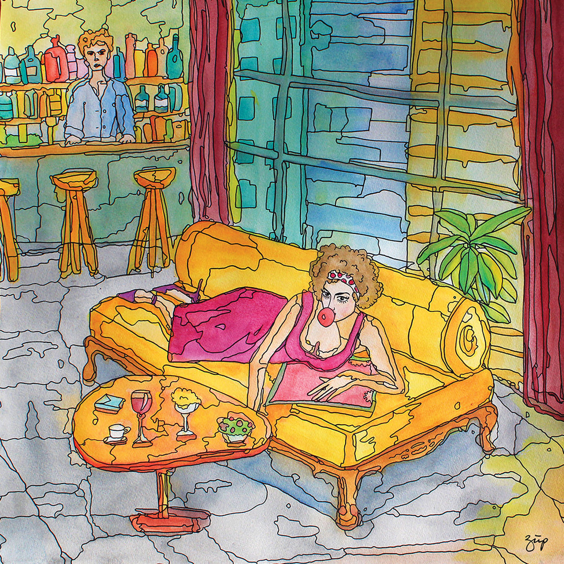 Bubblegum on the Couch Fine Art Print - Darling Spring