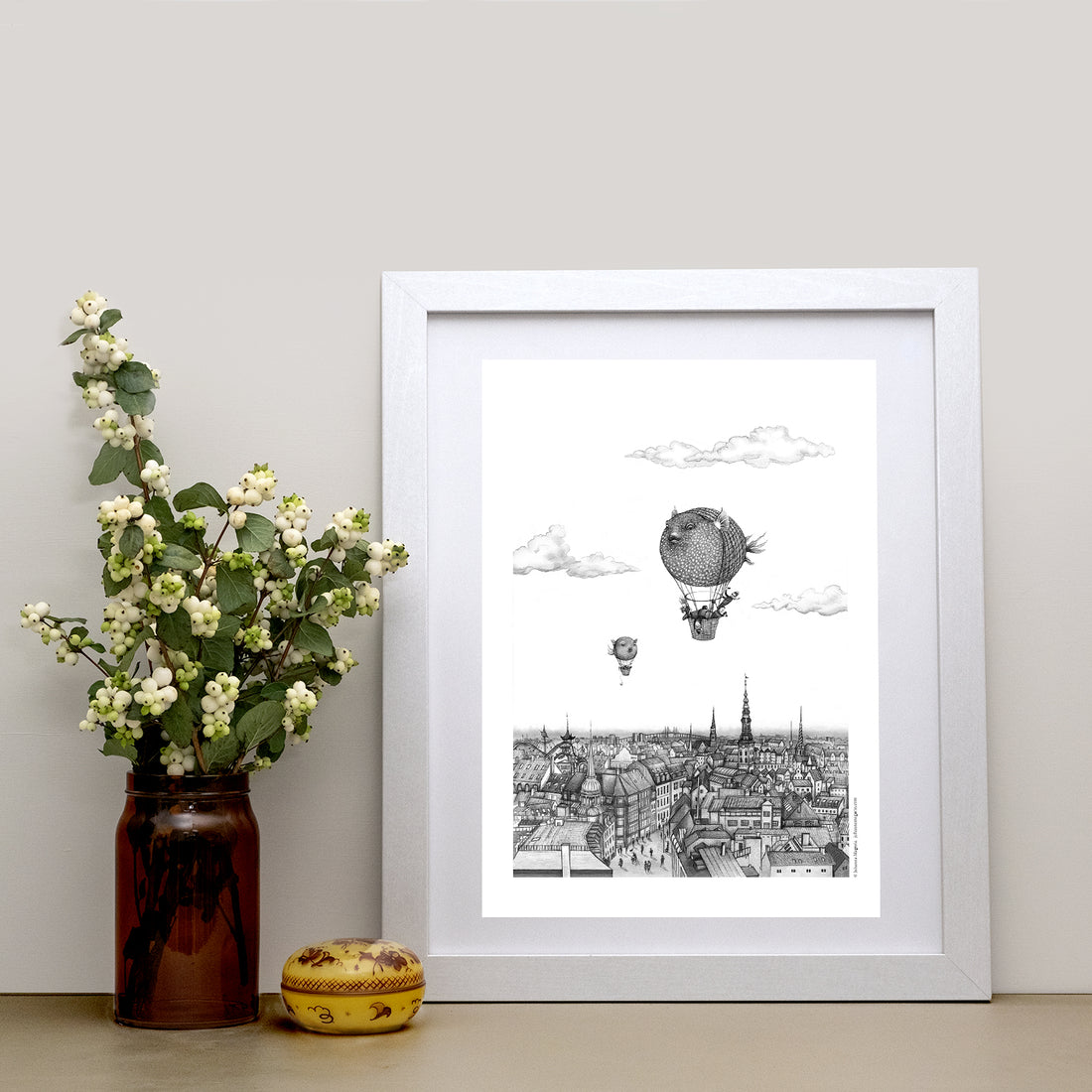 Balloon Fish over Copenhagen Fine Art Print - Darling Spring
