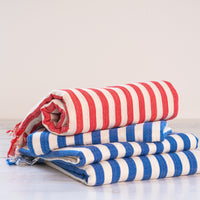 Darling Spring-Coral Stripe Turkish Towel -Folded -Red and White stripes