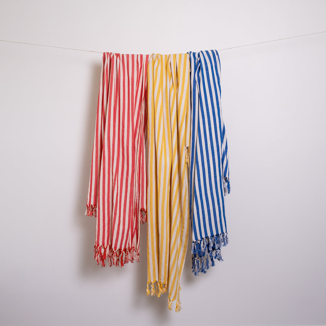 Darling Spring-Coral Stripe Turkish Towel -Hanging -Red and White stripes