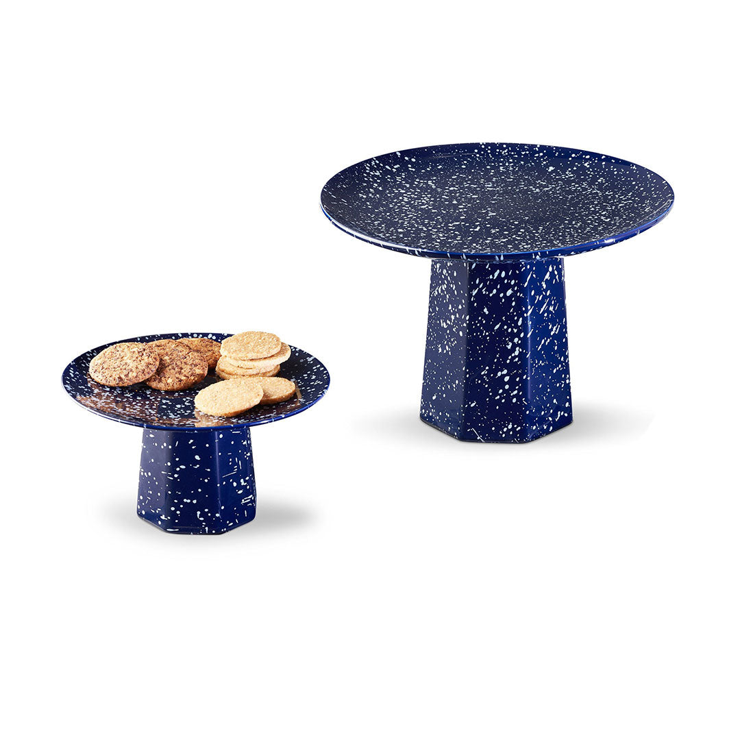 Blue Stoneware Cake Stand