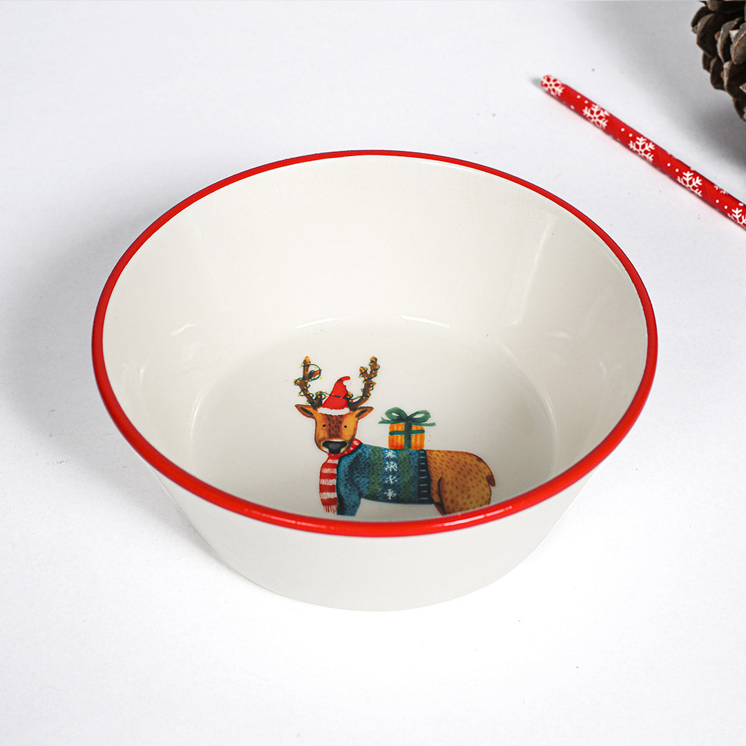 Happy Folks Christmas Ceramic Bowl