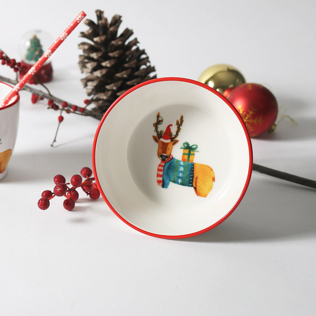 Happy Folks Christmas Ceramic Bowl