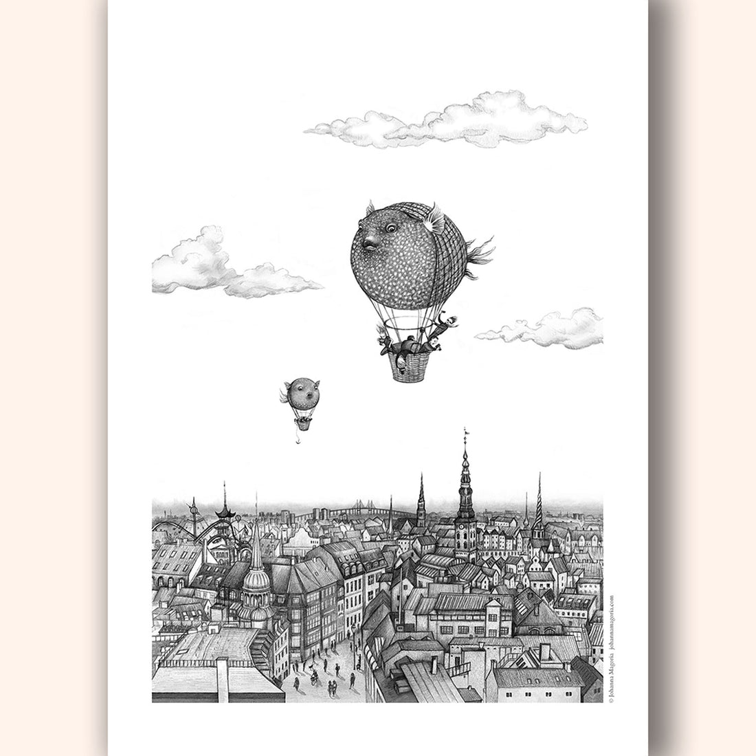 Balloon Fish over Copenhagen Fine Art Print - Darling Spring