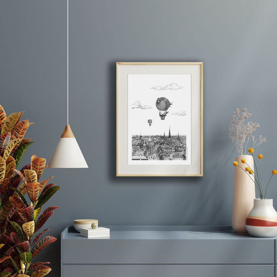 Balloon Fish over Copenhagen Fine Art Print - Darling Spring