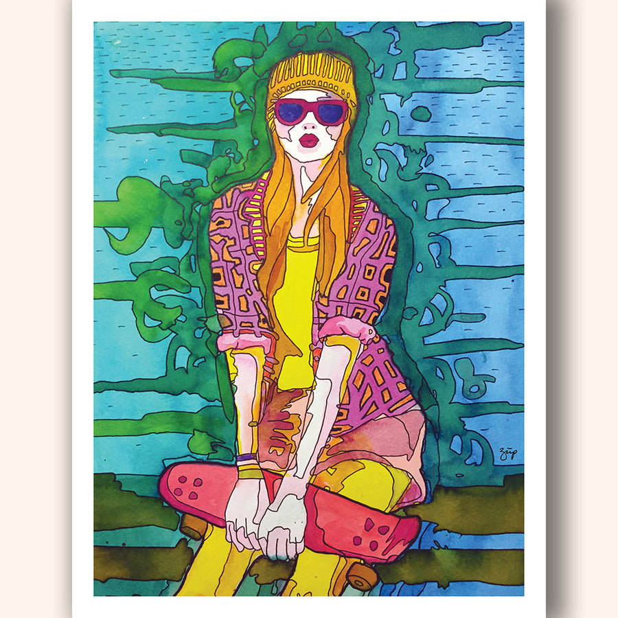 Skater Girl Fine Art Print - Darling Spring